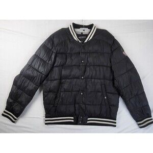 Guess Satin Varsity Bomber Jacket Snap Logo Mens Size Extra Large